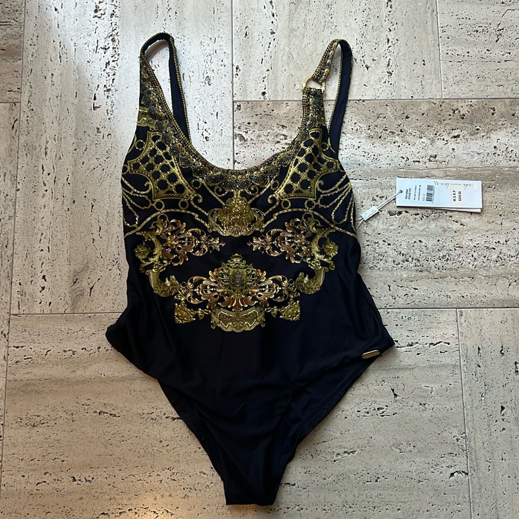 Camilla Black One-Piece Swimsuit With Gold Embellishment